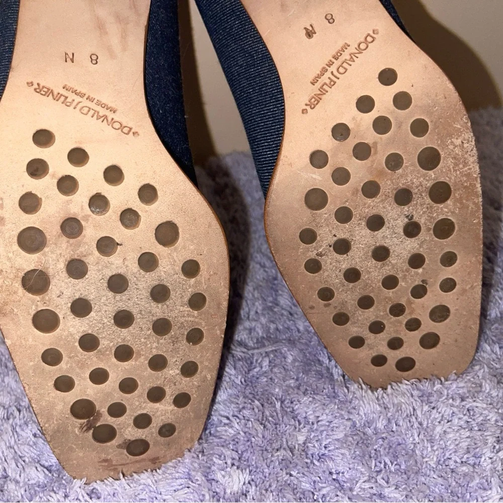 Donald J Pliner Womens Denim Pumps Blue Stretch Square Toe Block Heel Slip On 8N - Picture 9 of 11